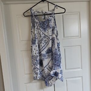 Maurices Blue and White Patterned Top